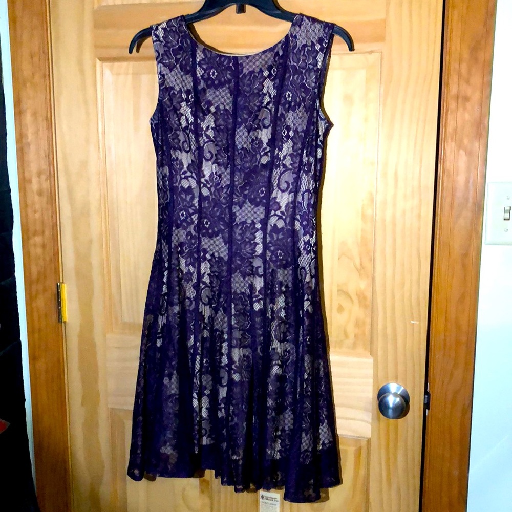 Purple Floral Lace Dress - Size 6